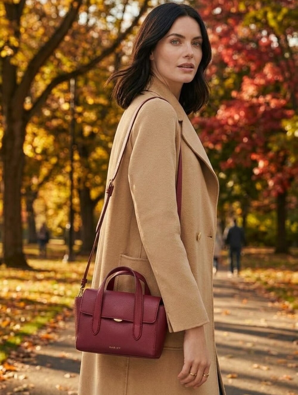 Radley London Mayfair Lane Medium Red / Burgundy Small Leather Flap Grab Bag NWT